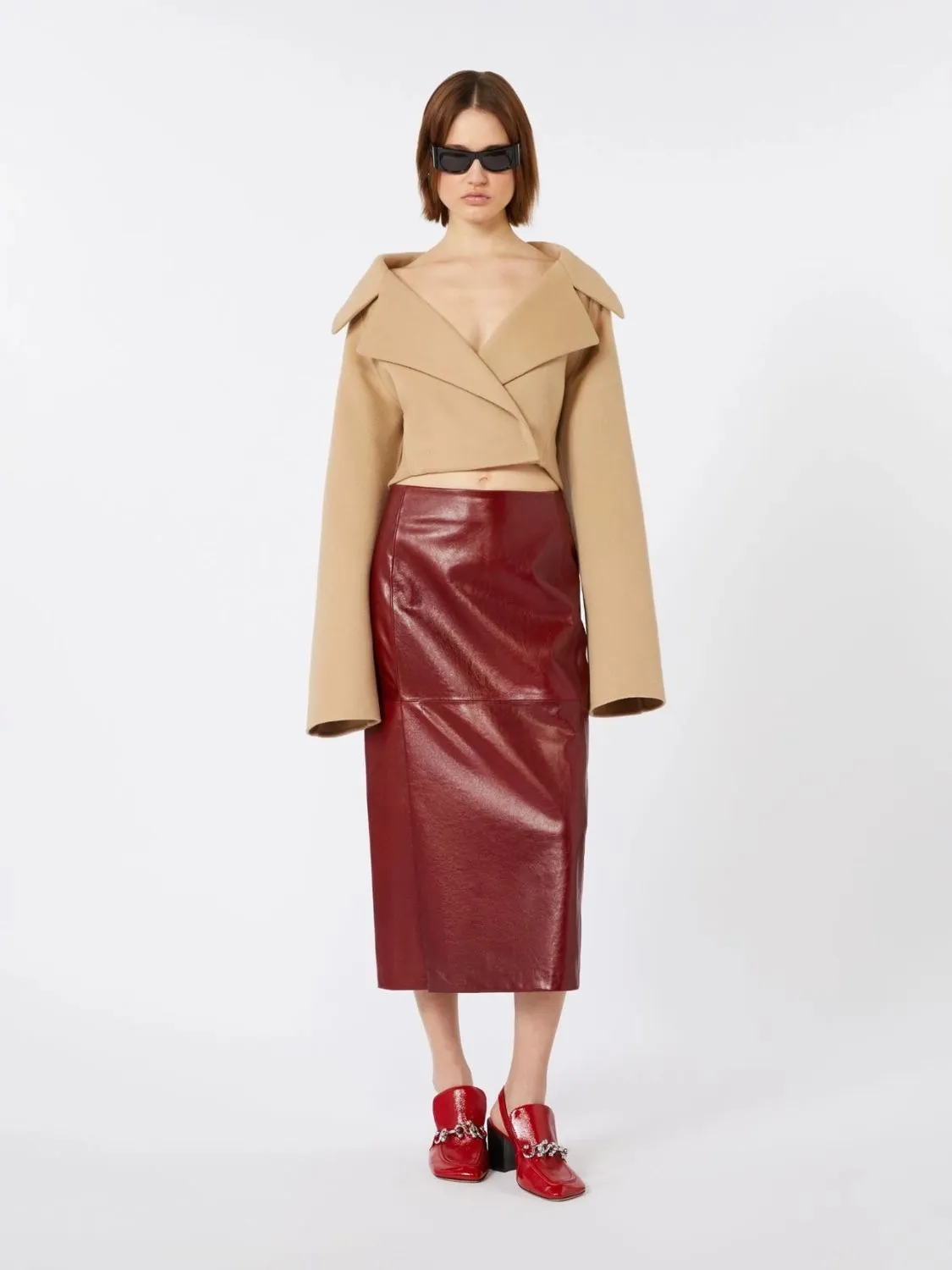 SPXCOMMA LEATHER SKIRT BORDEAUX sold by Lord & Taylor product image thumbnail 2