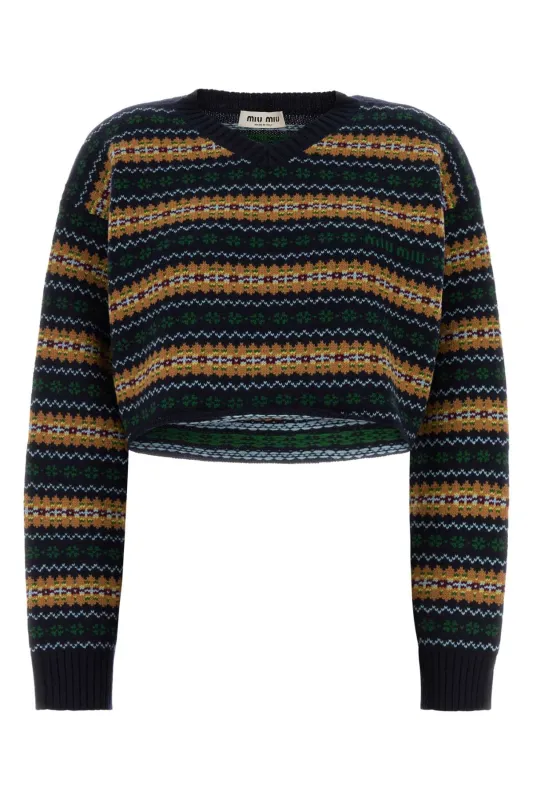 EMBROIDERED WOOL SWEATER made by Miu Miu