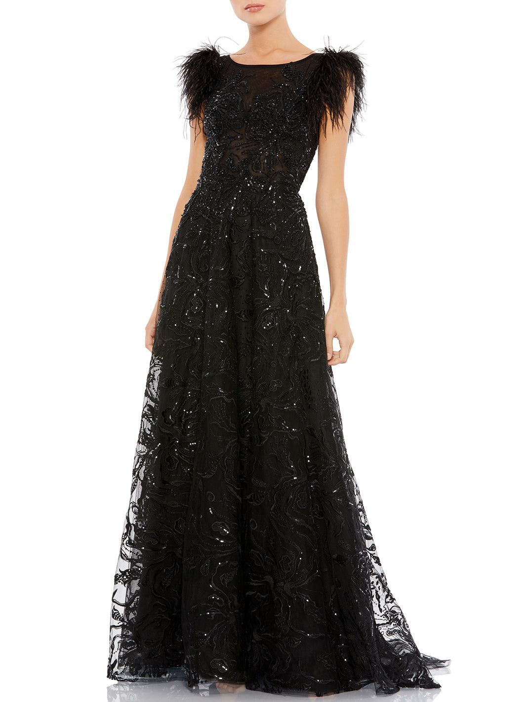 Feather Sleeve A-Line Gown sold by Lord & Taylor product image thumbnail 5