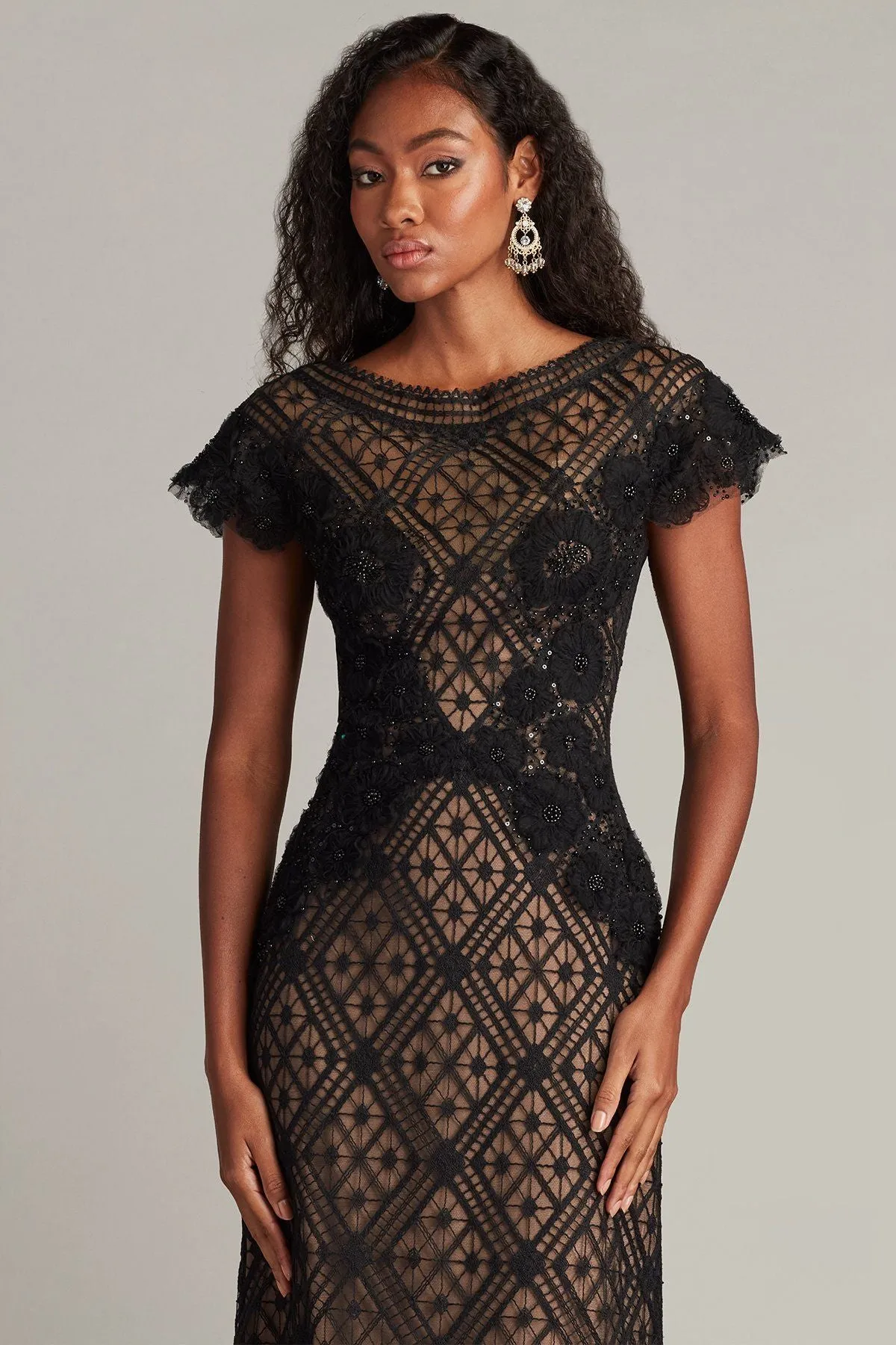 JASI EMBROIDERED ILLUSION GOWN sold by Lord & Taylor product image thumbnail 2