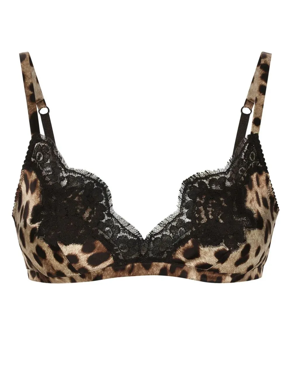 LEOPARD-PRINT SOFT-CUP SATIN BRA WITH LACE DETAILING sold by Lord & Taylor