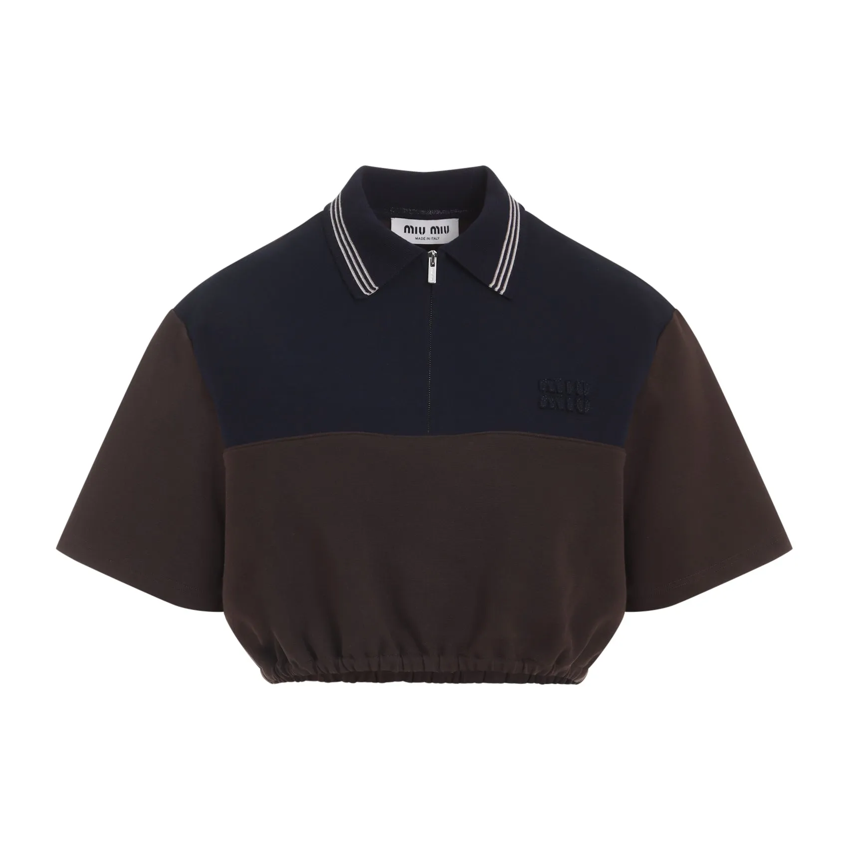 CACAO AND BLUE CROPPED VISCOSE TOP sold by Lord & Taylor product image thumbnail 2