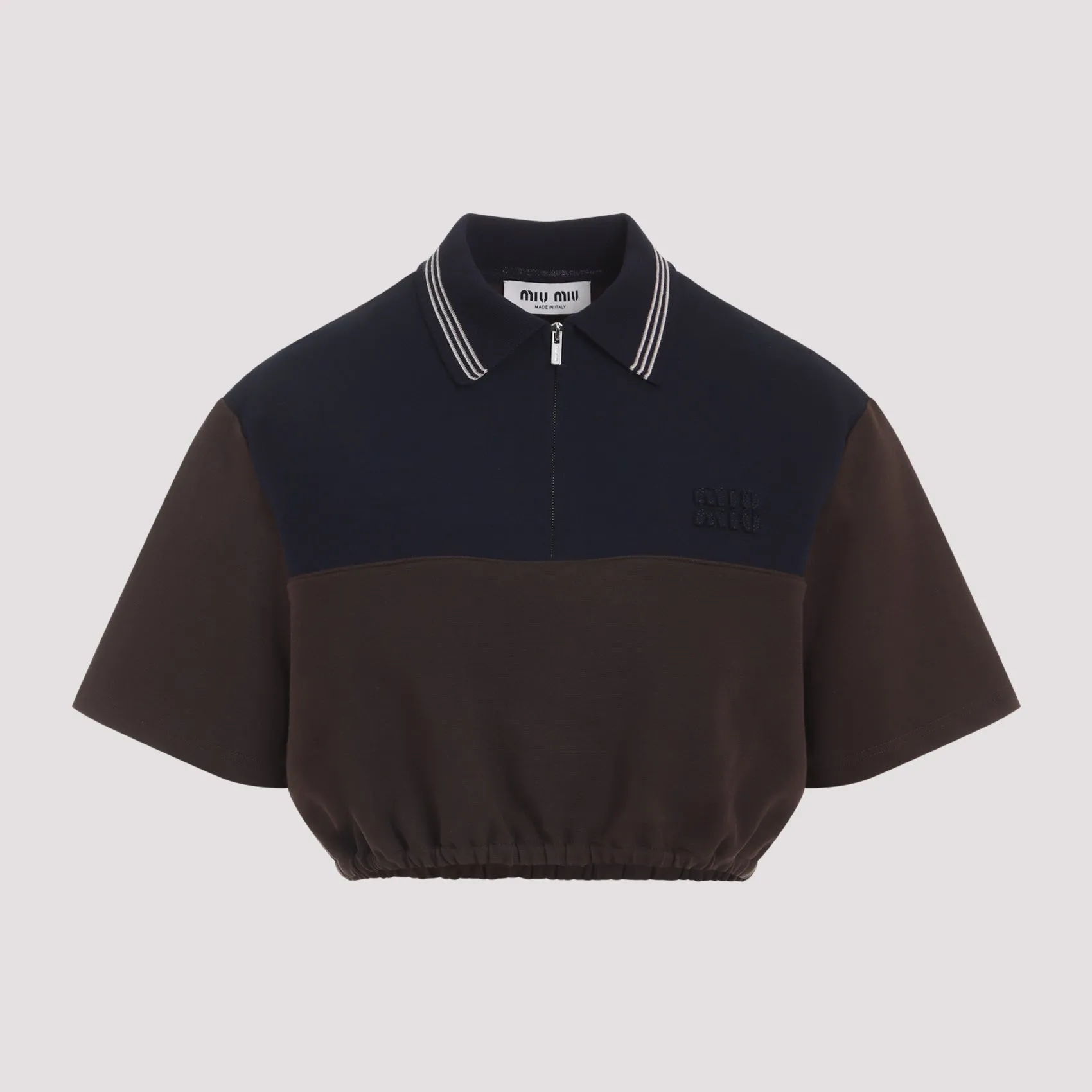 CACAO AND BLUE CROPPED VISCOSE TOP sold by Lord & Taylor