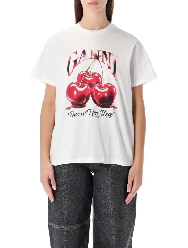 GANNI WHITE CHERRY GRAPHIC T-SHIRT sold by Lord & Taylor