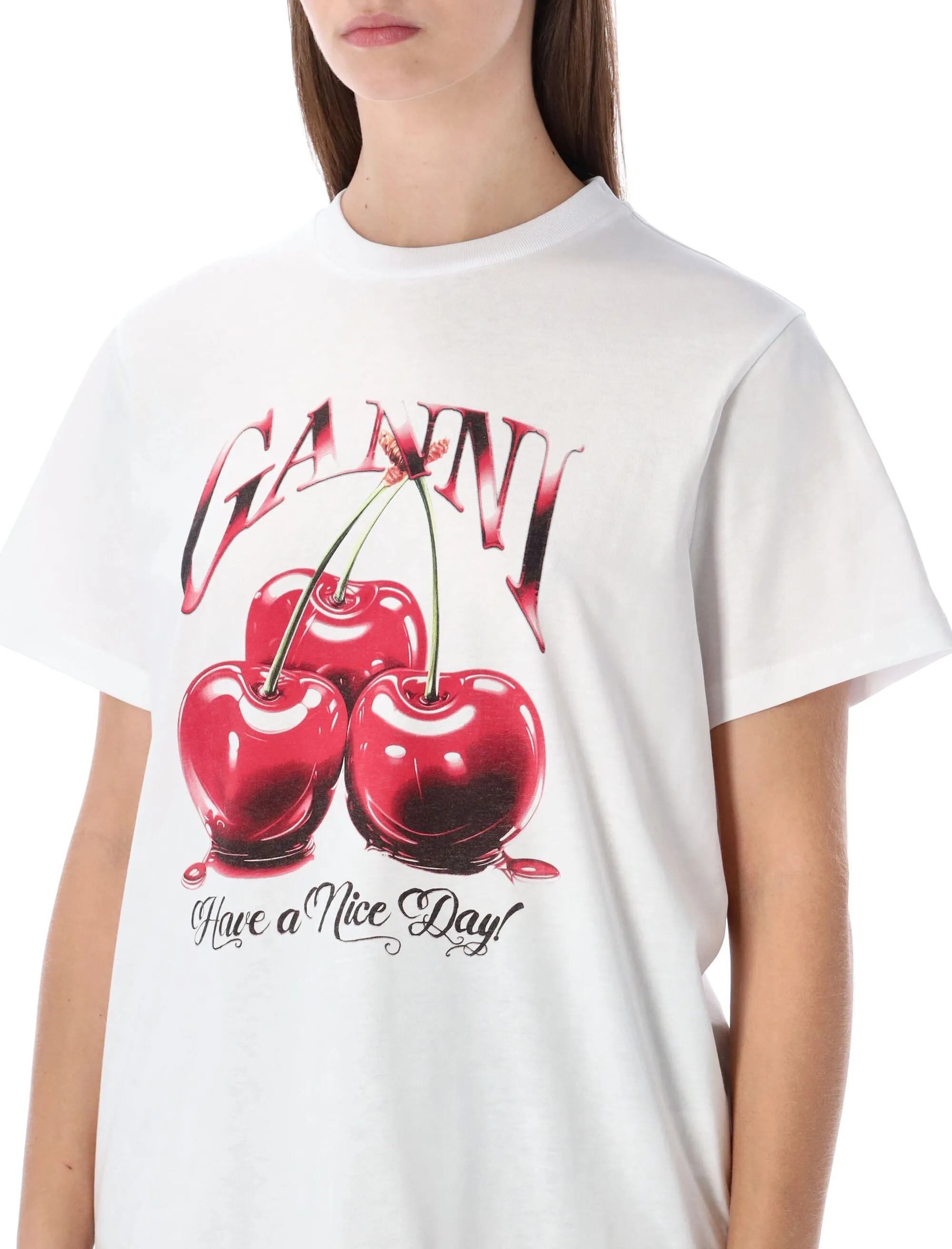 GANNI WHITE CHERRY GRAPHIC T-SHIRT sold by Lord & Taylor product image thumbnail 3