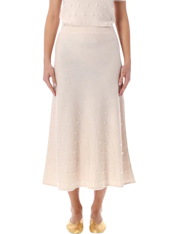 ZIMMERMANN HYPNOTIC CREAM BEADED MIDI SKIRT sold by Lord & Taylor
