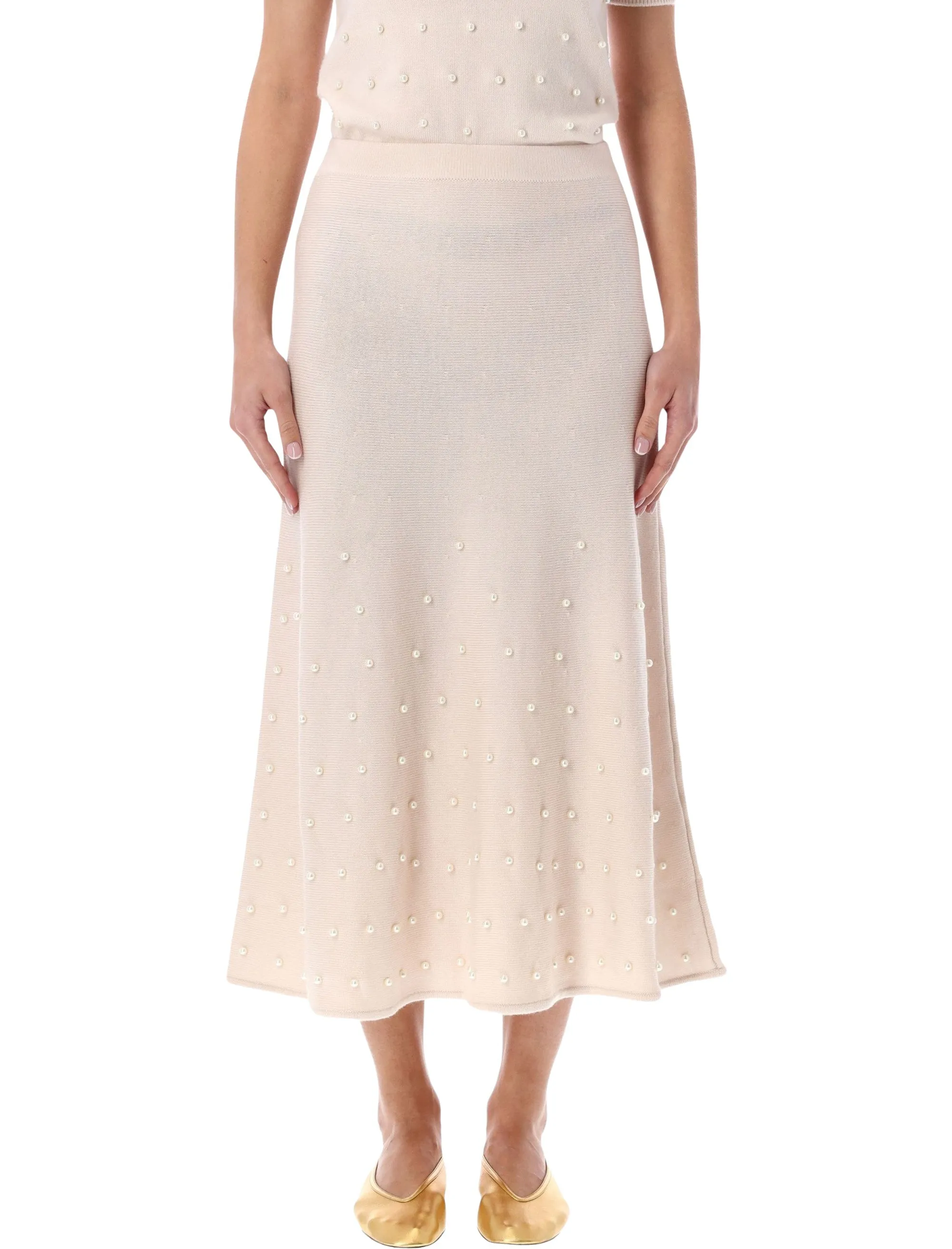 ZIMMERMANN HYPNOTIC CREAM BEADED MIDI SKIRT sold by Lord & Taylor