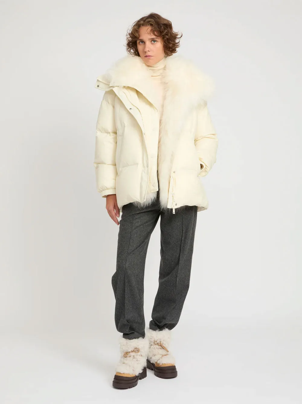 YS ARMY COLLECTION: MID-LENGTH DOWN JACKET WITH REMOVABLE BIB AND LAMBSWOOL TRIM sold by Lord & Taylor product image thumbnail 2