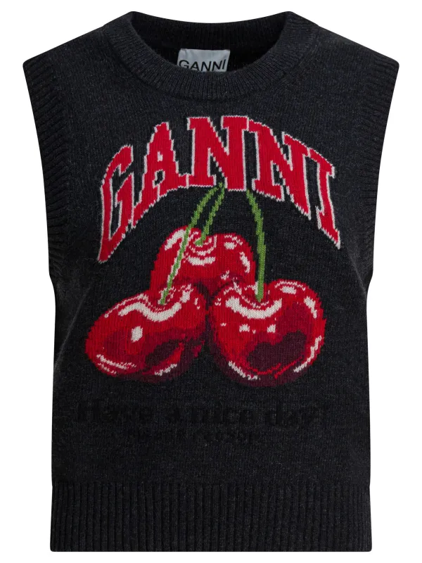 WOOL VEST WITH LOGO made by Ganni