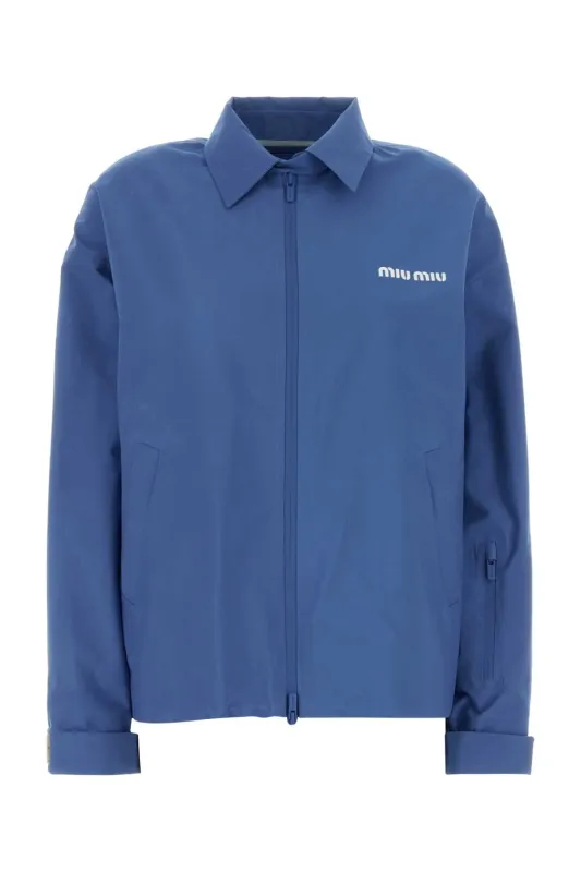 CERULEAN TECH FABRIC WINDBREAKER made by Miu Miu