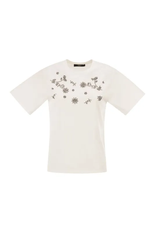 WKDAGILE - JERSEY T-SHIRT WITH PRINT AND EMBROIDERY sold by Lord & Taylor