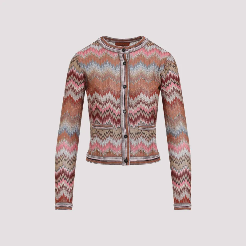 PINK AND RUST BUTTONED VISCOSE CARDIGAN made by Missoni