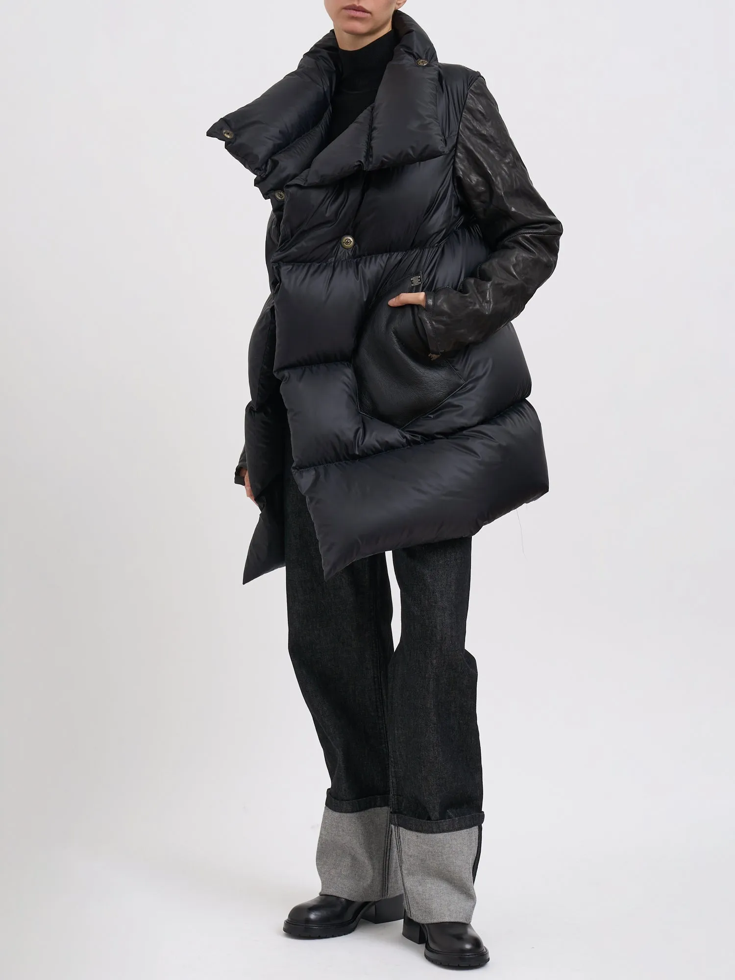 DOWN JACKET WITH LEATHER INSERTS sold by Lord & Taylor product image thumbnail 2