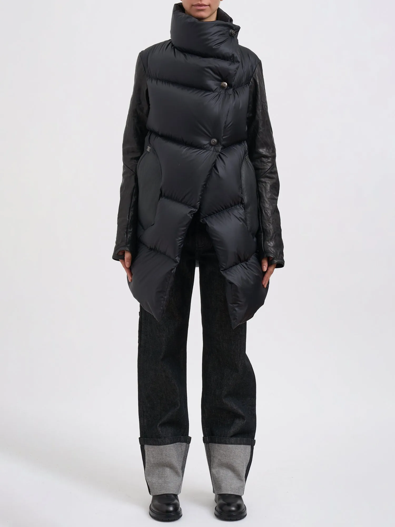 DOWN JACKET WITH LEATHER INSERTS sold by Lord & Taylor