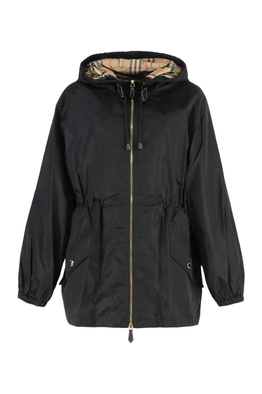 Hooded Windbreaker Jacket in Black sold by Lord & Taylor