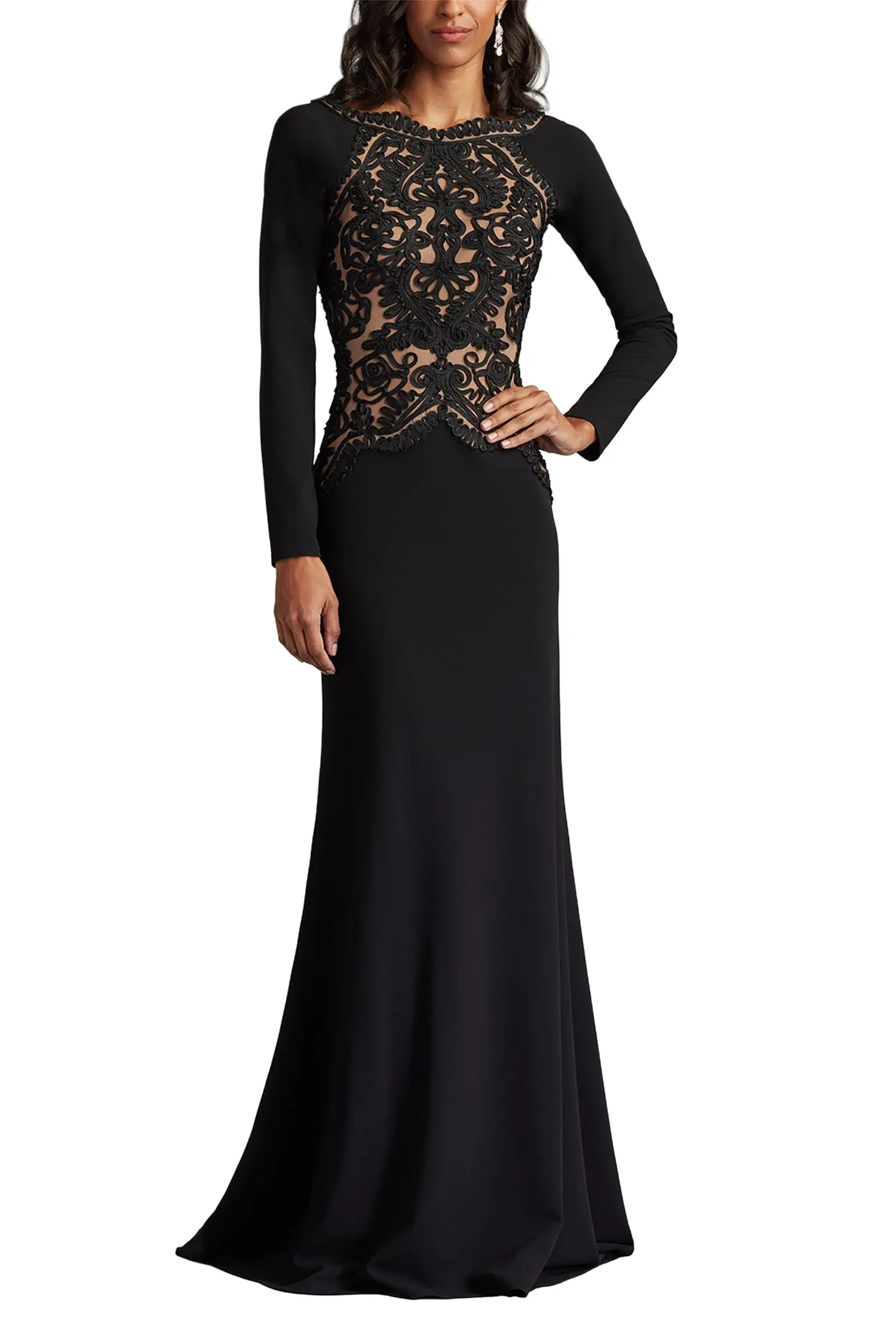 Nayana Embroidered Crepe Gown BK/ND sold by Lord & Taylor product image thumbnail 2