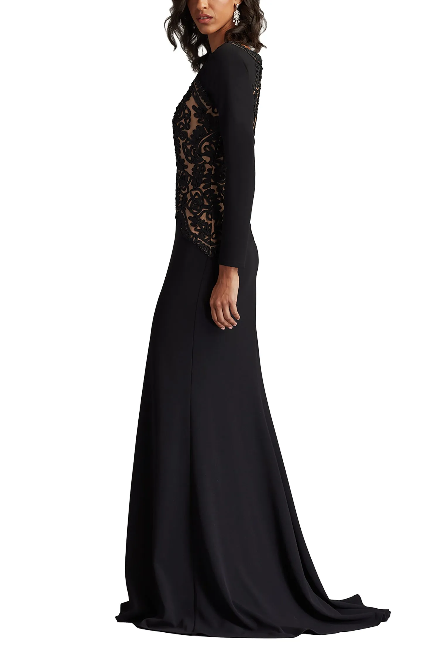 Nayana Embroidered Crepe Gown BK/ND sold by Lord & Taylor product image thumbnail 3