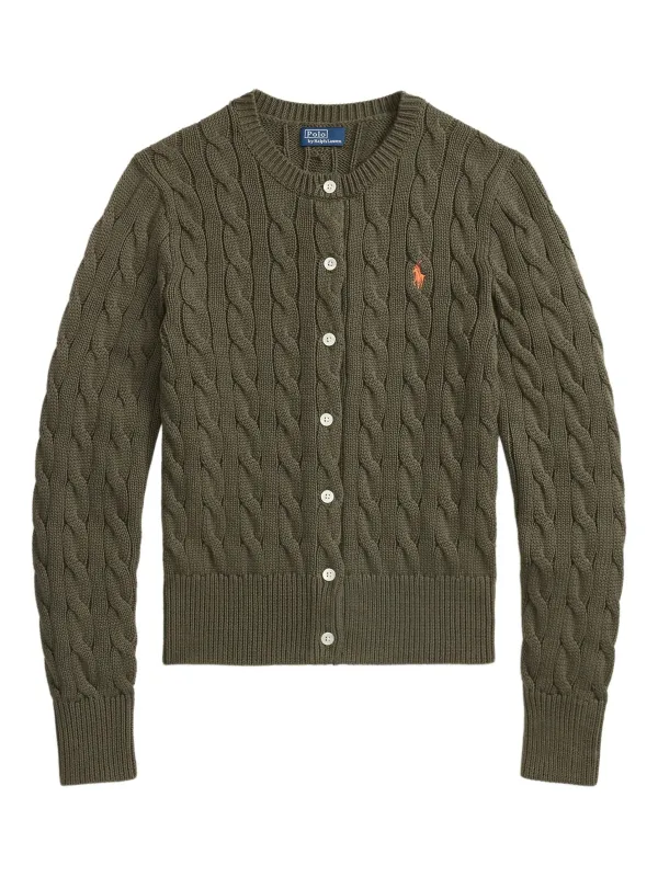 CREW NECK CARDIGAN IN CABLE-KNIT COTTON sold by Lord & Taylor