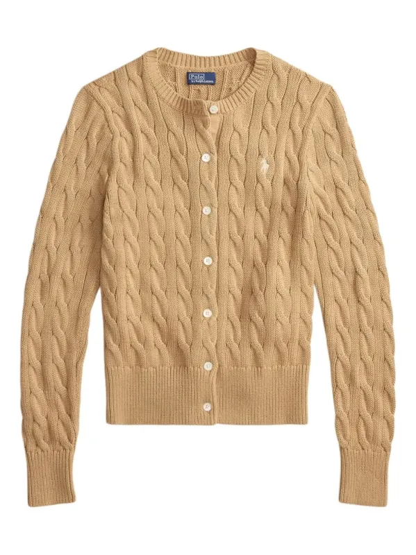 CREW NECK CARDIGAN IN CABLE-KNIT COTTON sold by Lord & Taylor