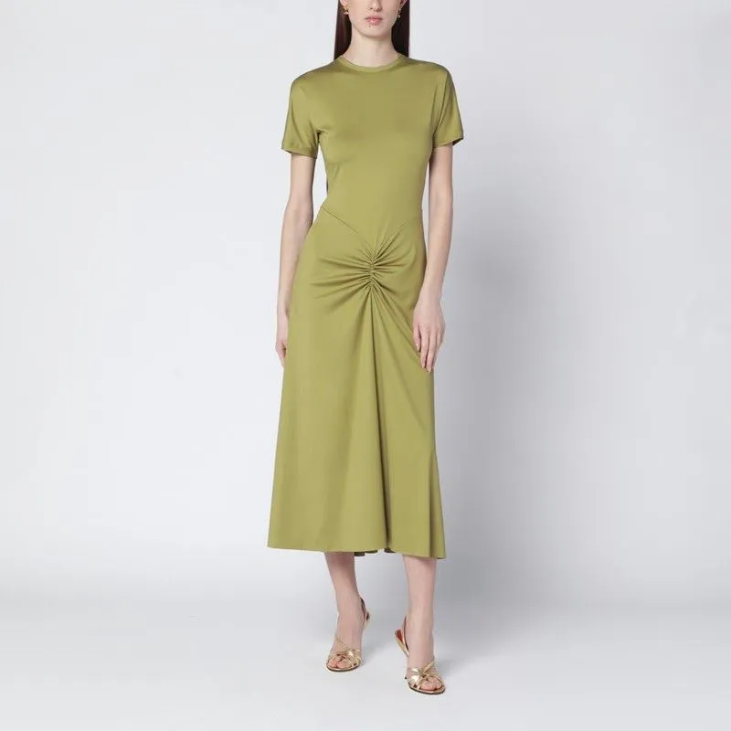 BLAIRE DRESS WITH GATHERED WAIST IN YELLOWISH GREEN sold by Lord & Taylor