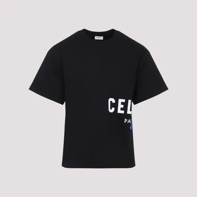BLACK RELAXED COTTON T-SHIRT made by Celine