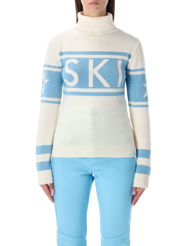 PERFECT MOMENT IVORY AND BLUE MERINO WOOL SKI SWEATER sold by Lord & Taylor