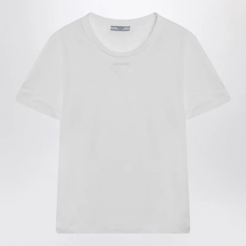 WHITE COTTON JERSEY TSHIRT made by Prada