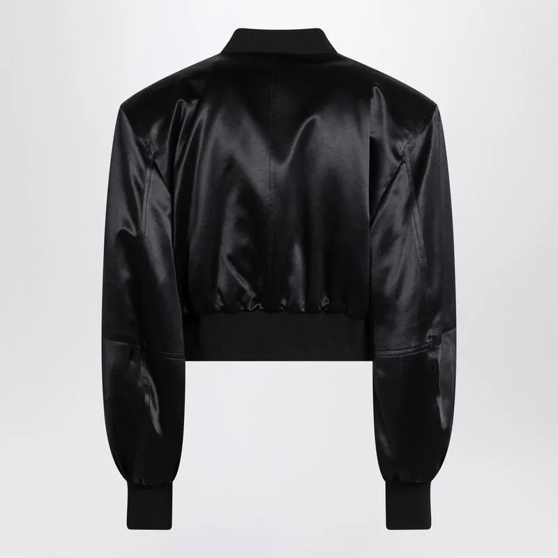 BLACK SHINY CROPPED BOMBER sold by Lord & Taylor product image thumbnail 2