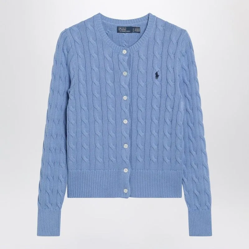 LIGHT BLUE CABLEKNIT COTTON CARDIGAN sold by Lord & Taylor