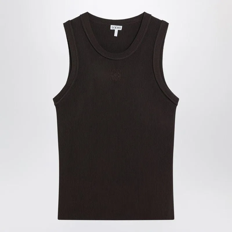BROWN RIBBED VISCOSEBLEND TANK TOP sold by Lord & Taylor