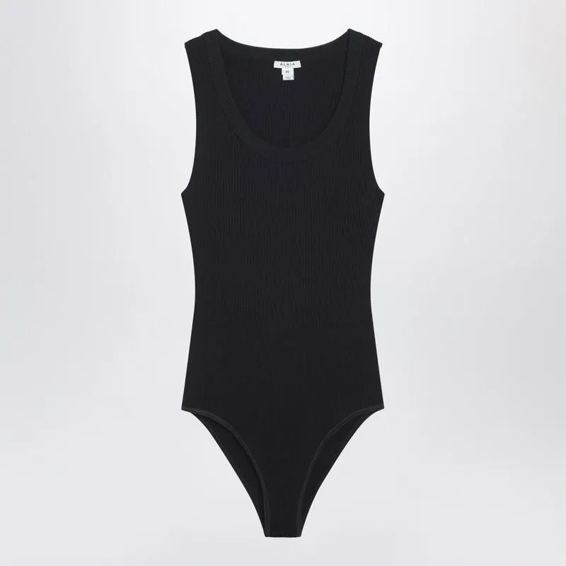 BLACK RIBBED KNIT BODYSUIT sold by Lord & Taylor