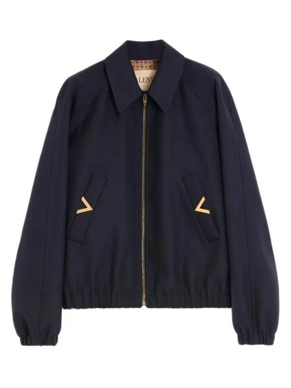 NAVY BOMBER JACKET WITH VGOLD POCKETS sold by Lord & Taylor