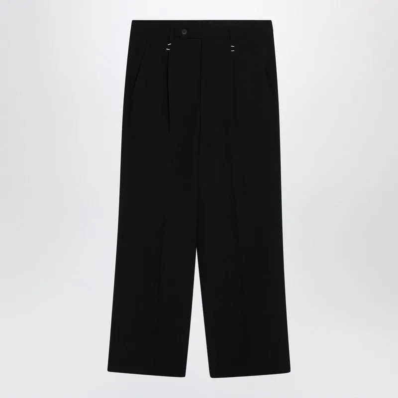BLACK WOOLBLEND TROUSERS WITH STAPLES sold by Lord & Taylor