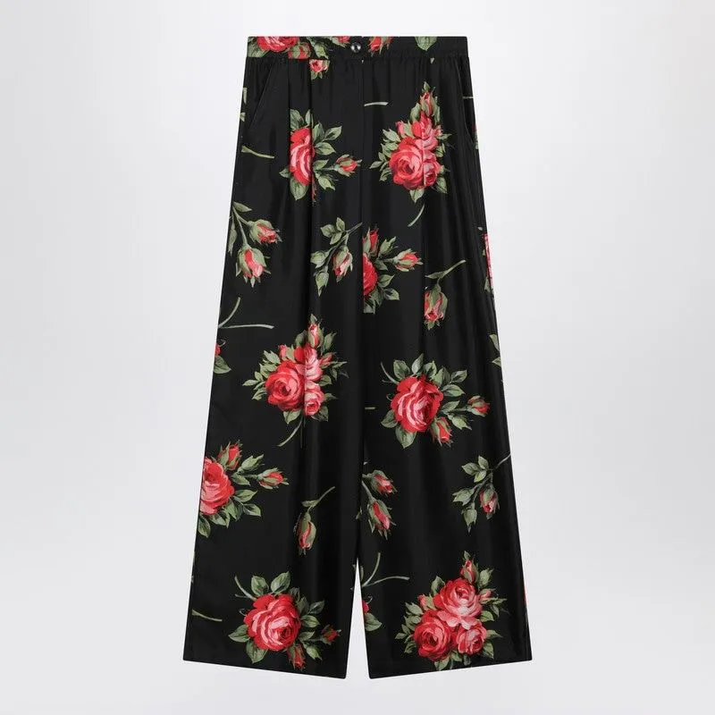 WIDE TWILL TROUSERS WITH ROSE BOUQUET PRINT sold by Lord & Taylor