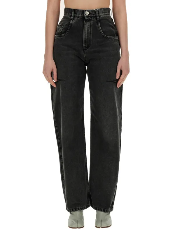 WASHED BLACK JEANS WITH SIDE RIPS made by Maison Margiela