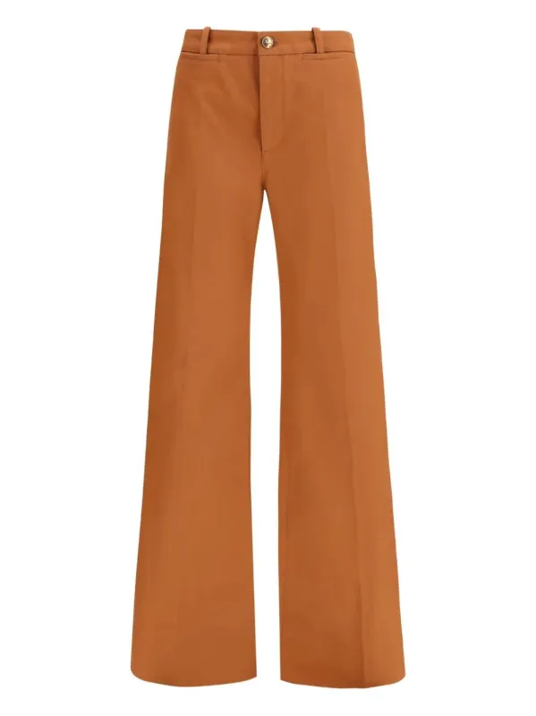FLARED COTTON TROUSERS IN NOUGAT COLOUR sold by Lord & Taylor