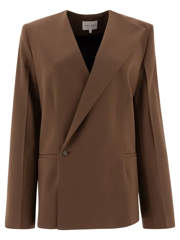 Asymmetrical wool twill blazer made by Loulou Studio