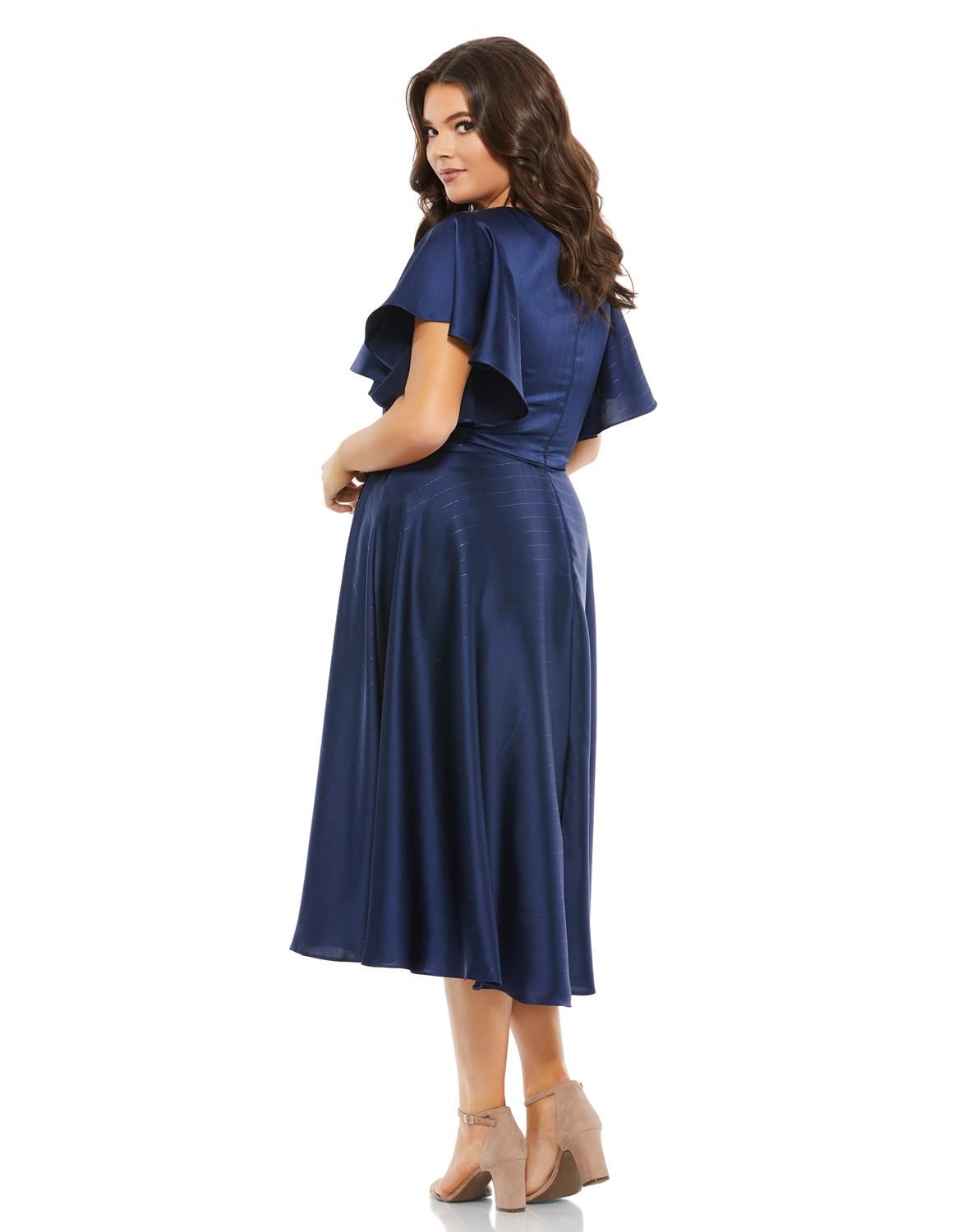 Short Sleeve V Neck Satin Midi Dress sold by Lord & Taylor product image thumbnail 2