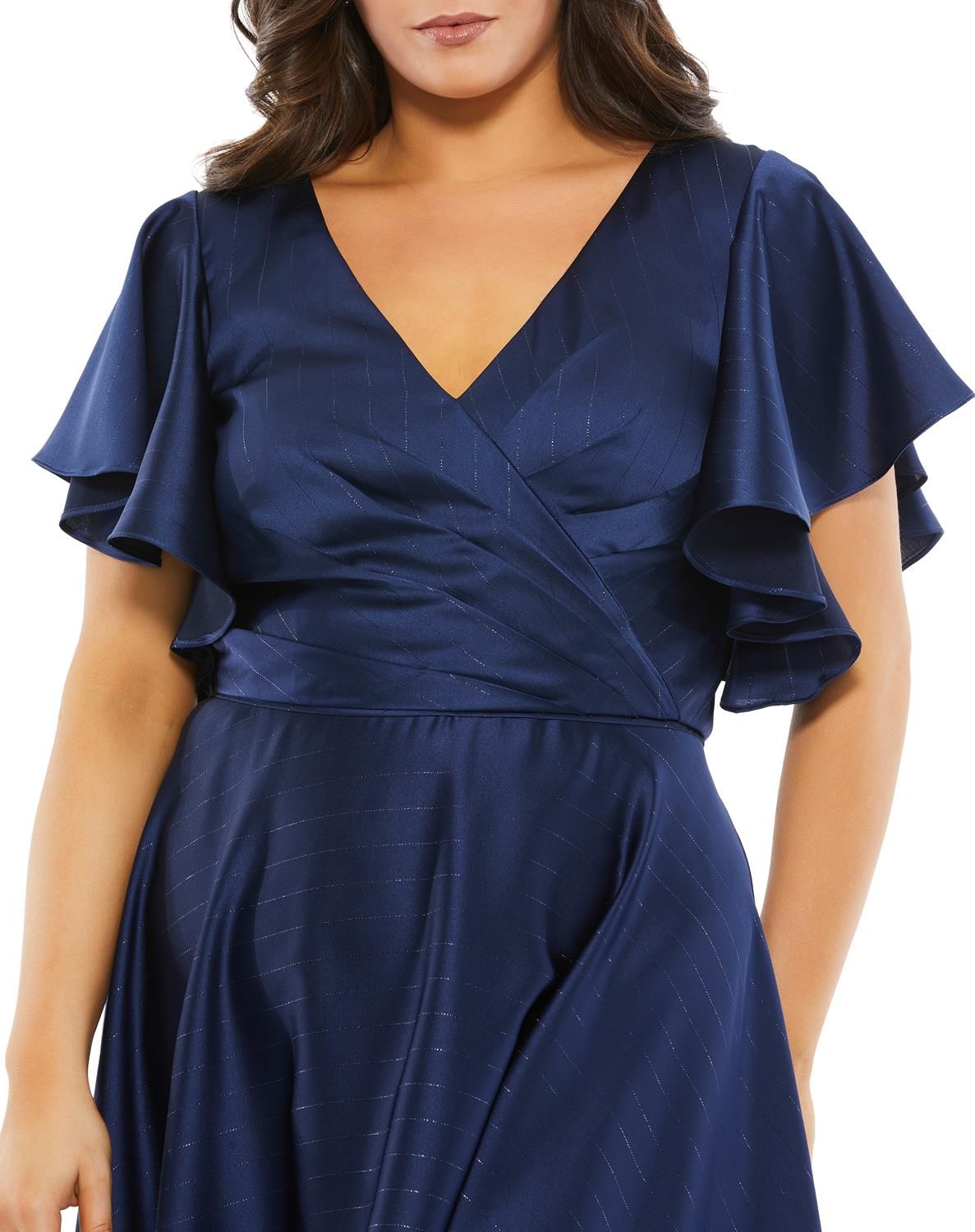 Short Sleeve V Neck Satin Midi Dress sold by Lord & Taylor product image thumbnail 3