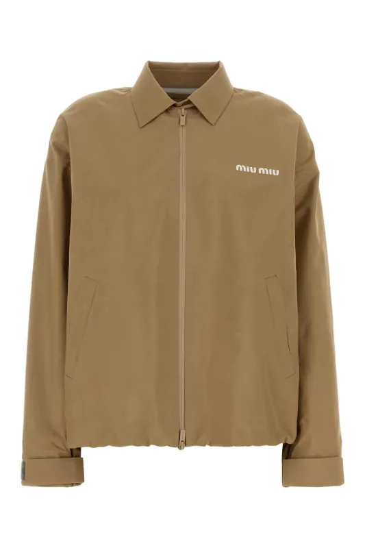 BEIGE TECH FABRIC WINDBREAKER made by Miu Miu