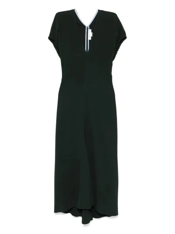 BLOUSON DETAIL V-NECK MIDI DRESS sold by Lord & Taylor