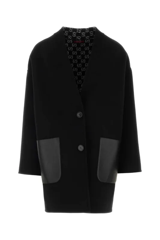 BLACK WOOL BLEND REVERSIBLE COAT sold by Lord & Taylor