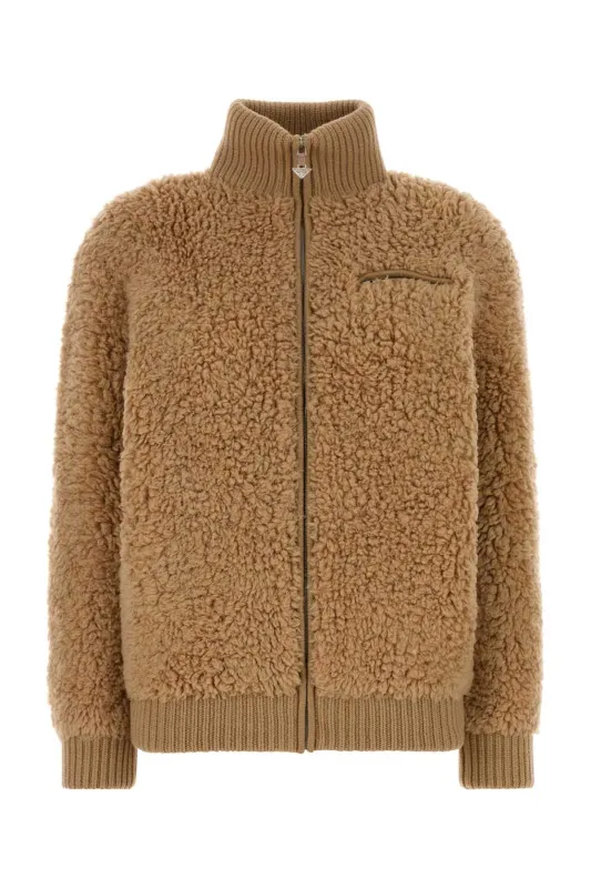 CAMEL WOOL BLEND CARDIGAN made by Prada