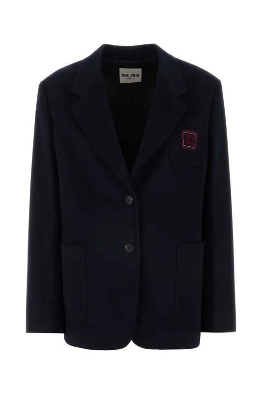 MIDNIGHT BLUE WOOL BLEND BLAZER made by Miu Miu