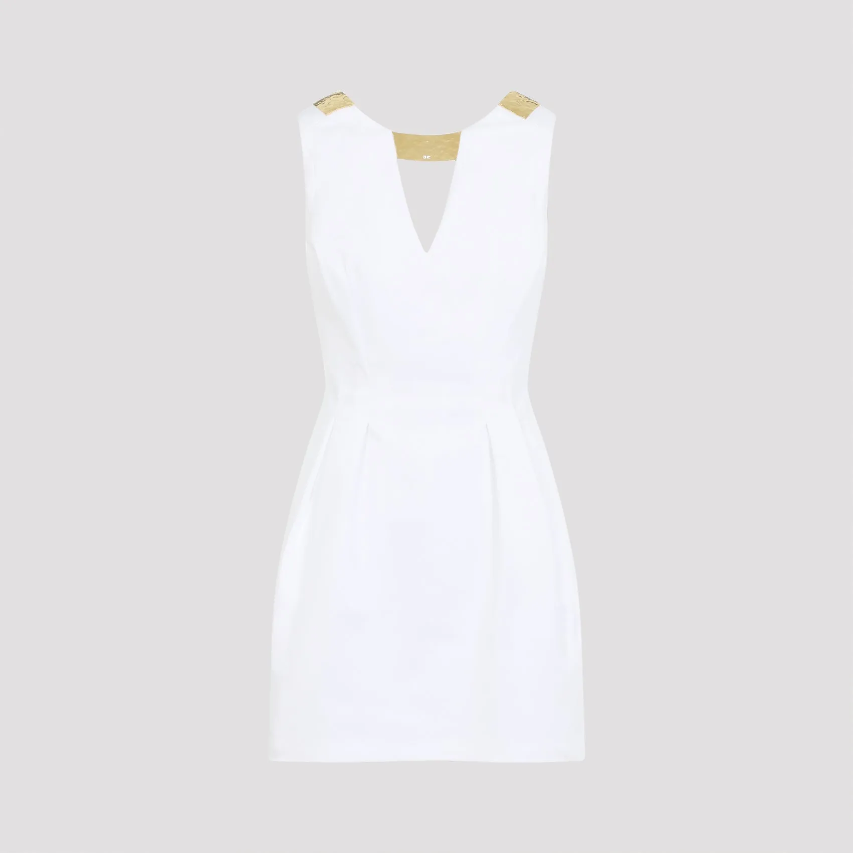 IVORY WHITE COTTON MINI DRESS WITH GOLD DETAIL sold by Lord & Taylor
