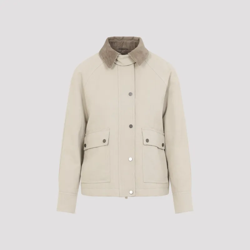 BEIGE COTTON PARKA JACKET made by Brunello Cucinelli