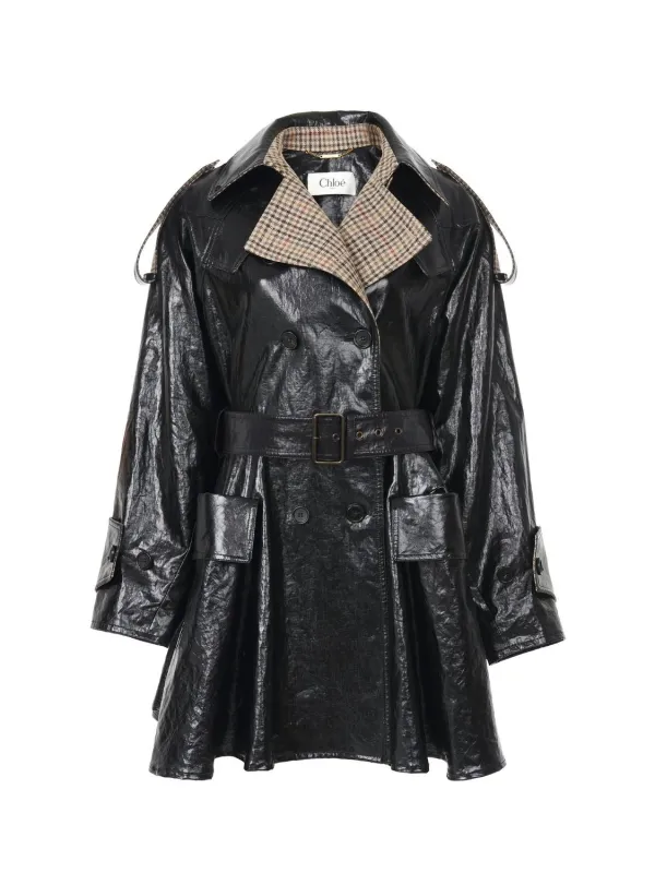 BLACK LINEN TRENCH COAT made by Chloe