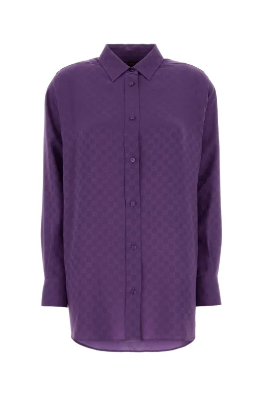 PURPLE SILK OVERSIZE SHIRT sold by Lord & Taylor
