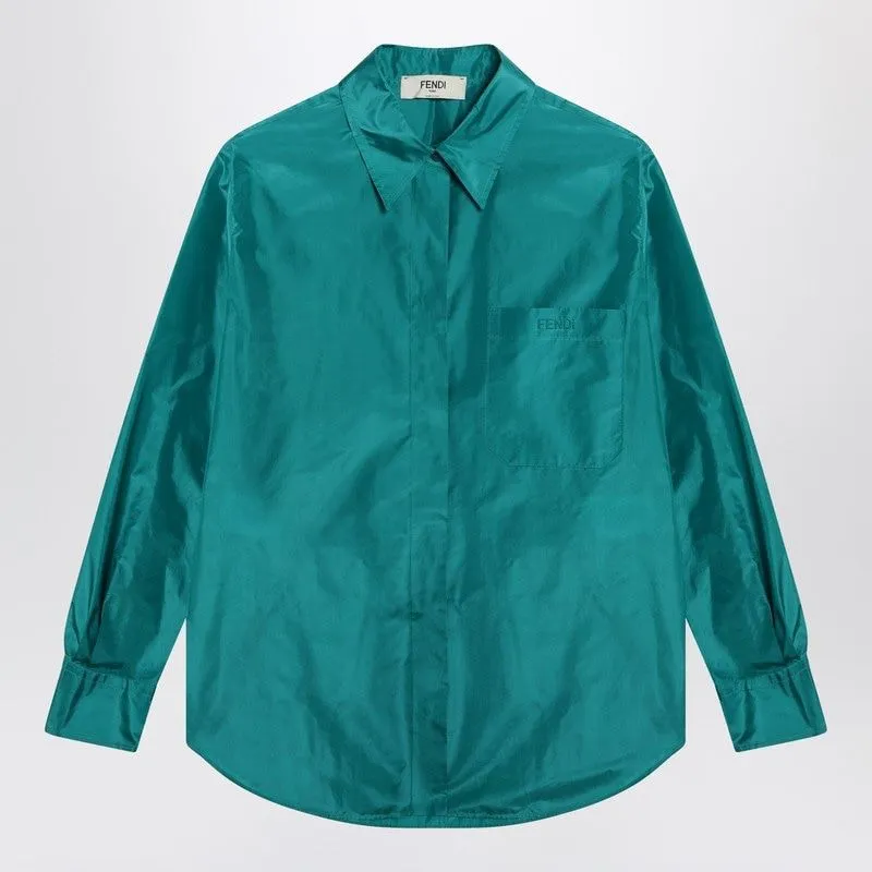 TURQUOISE TAFFETAS SHIRT sold by Lord & Taylor