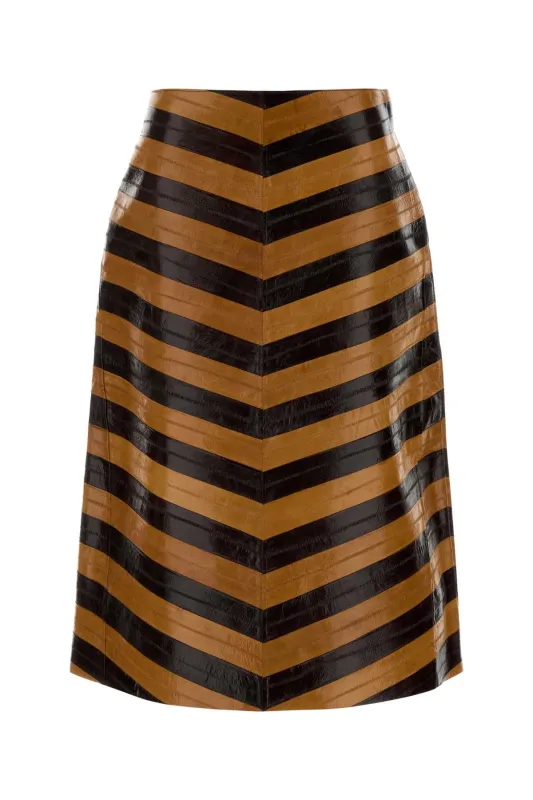 TWO-TONE LEATHER SKIRT made by Fendi